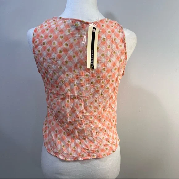 Fifty Street Sleeveless Button Down Tunic, Tied Front, Size Medium NWT - Picture 4 of 11